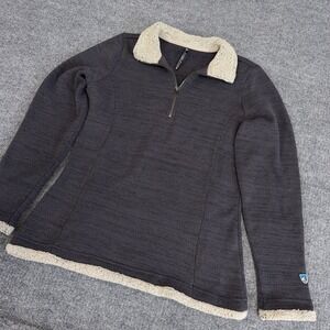 KUHL Jacket Womens Medium Gray Alaska 1/2 Zip Fleece Lined Sherpa Outdoor Hiking